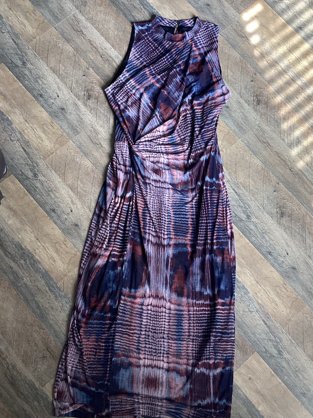 Kenneth Cole Navy & Rust Tie-Dye Maxi Dress